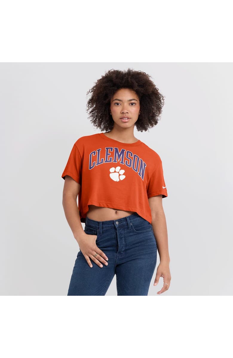 Nike Women's Nike Orange Clemson Tigers Power Pursuit Athletic Prep Arch Performance Cropped T-Shirt, Alternate, color, Orange