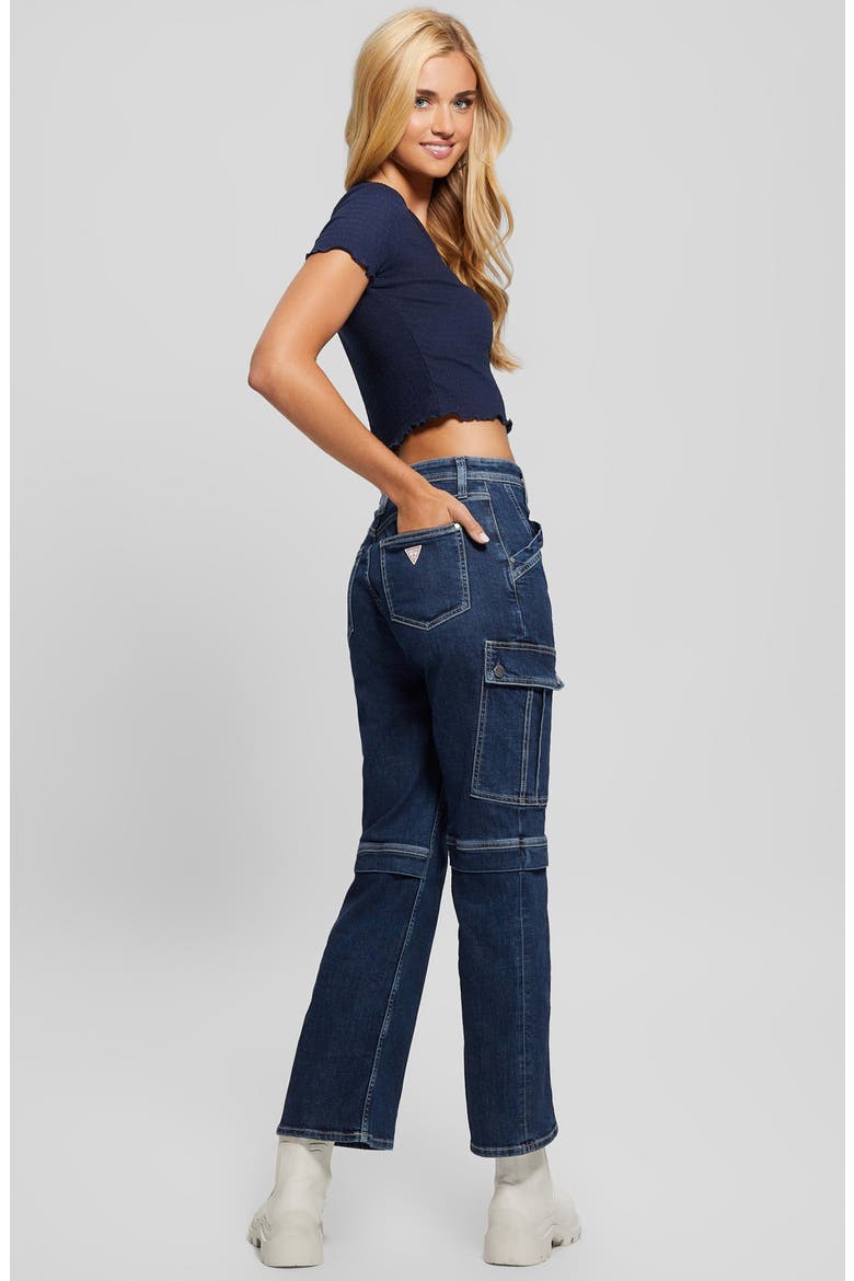 '80s High Waist Crop Cargo Jeans, Alternate, color, MINIMALE