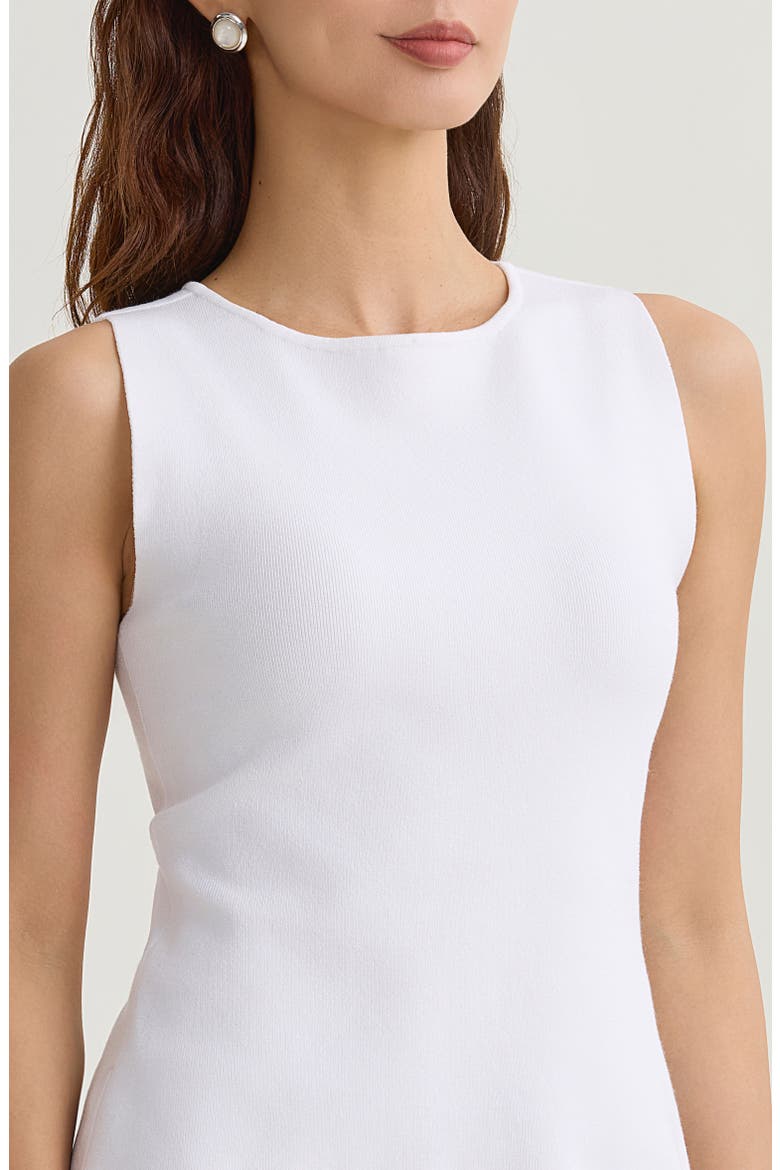 Boat Neck Soft Knit Ribbed Tank, Alternate, color, White