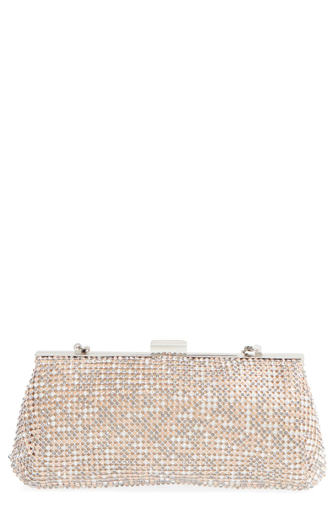 Crystal Mesh Clutch, Main, color, BLUSH