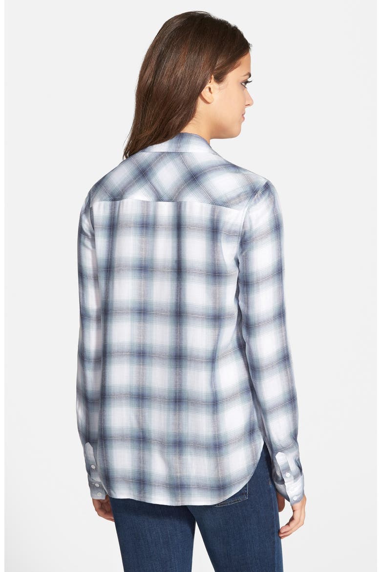 Denim 'Trudy' Button Front Plaid Shirt (Nordstrom Exclusive), Alternate, color, DARK INK BLUE PLAID