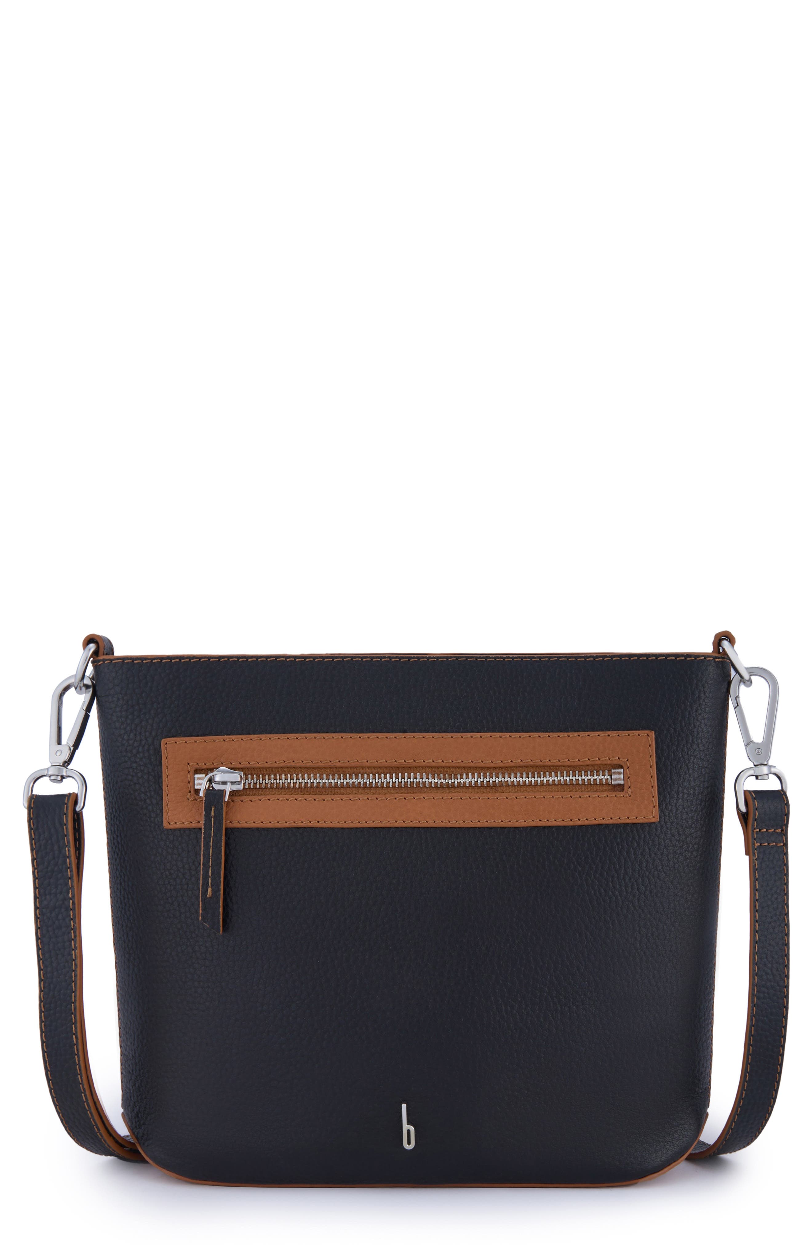 Elizabeth Leather Crossbody Bag, Main, color, BLACK/ TAN