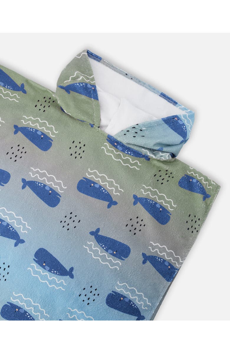 Deux par Deux Hooded Whale Beach Towel, Alternate, color, Blue Whale Print