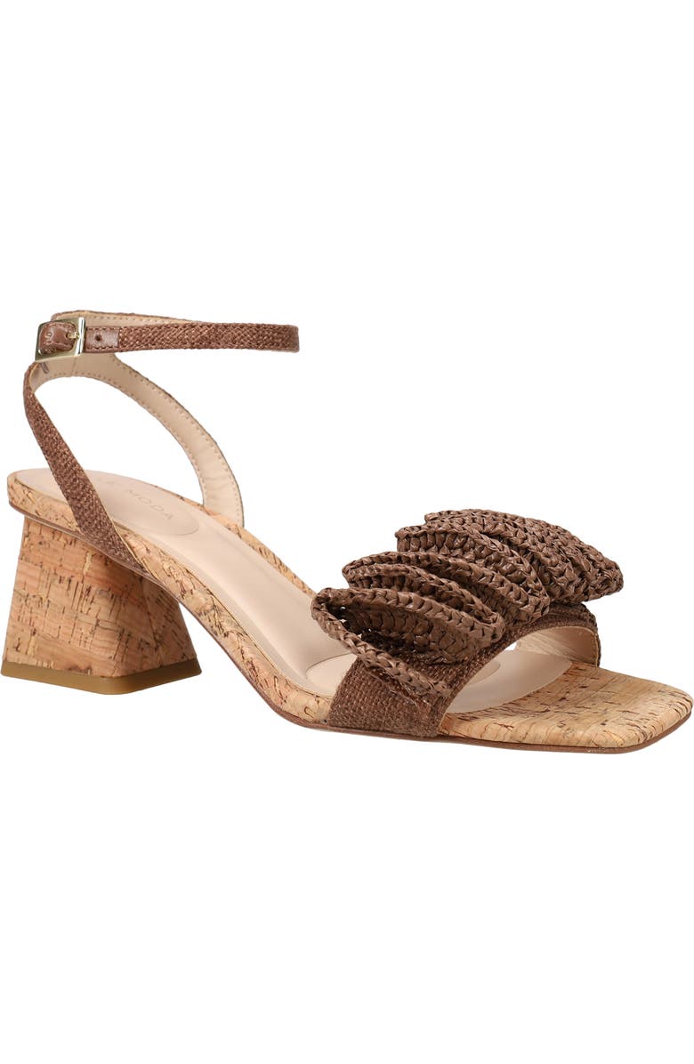 Pelle Moda Tianna Raffia Rosette Ankle Strap Sandal, Main, color, Espresso