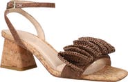 Pelle Moda Tianna Raffia Rosette Ankle Strap Sandal