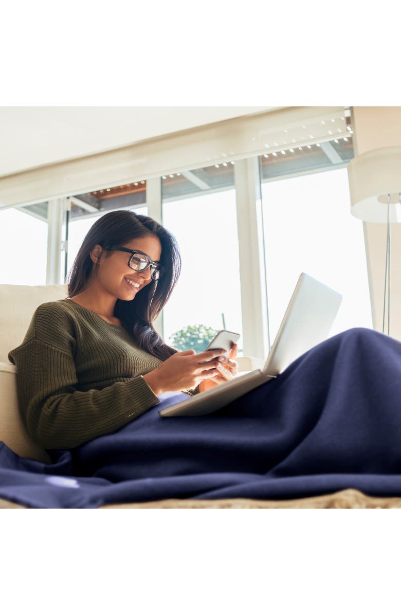 Martex Supersoft Fleece Throw Blanket, Alternate, color, Navy