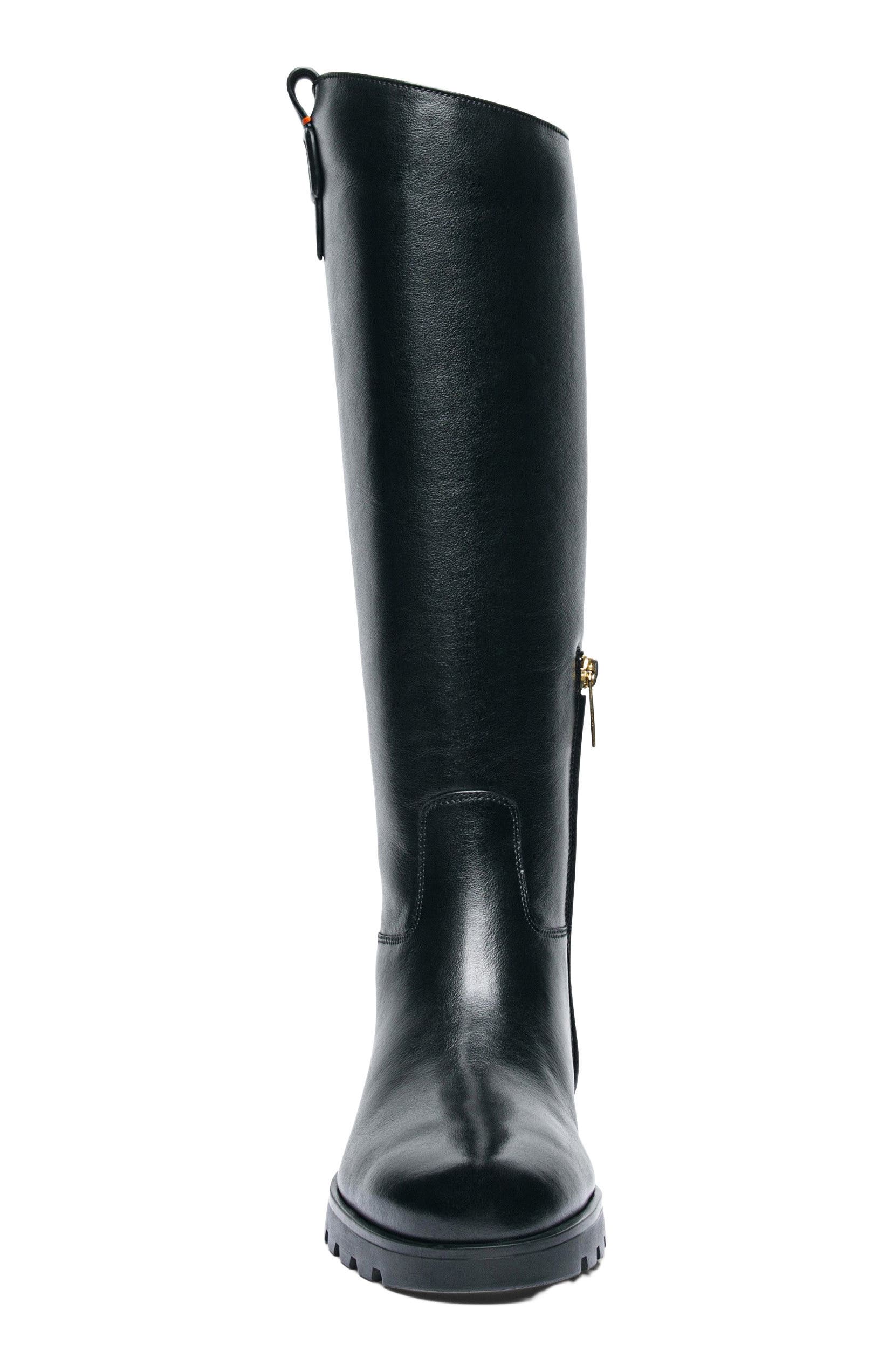 Santoni Women
s leather boot, Alternate, color, Black