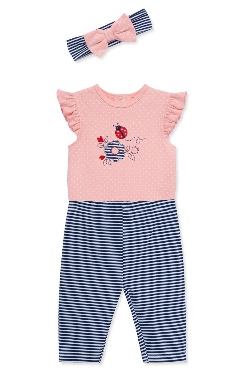 Little Me Ladybug Bodysuit, Pants & Headband Set, Alternate, color,