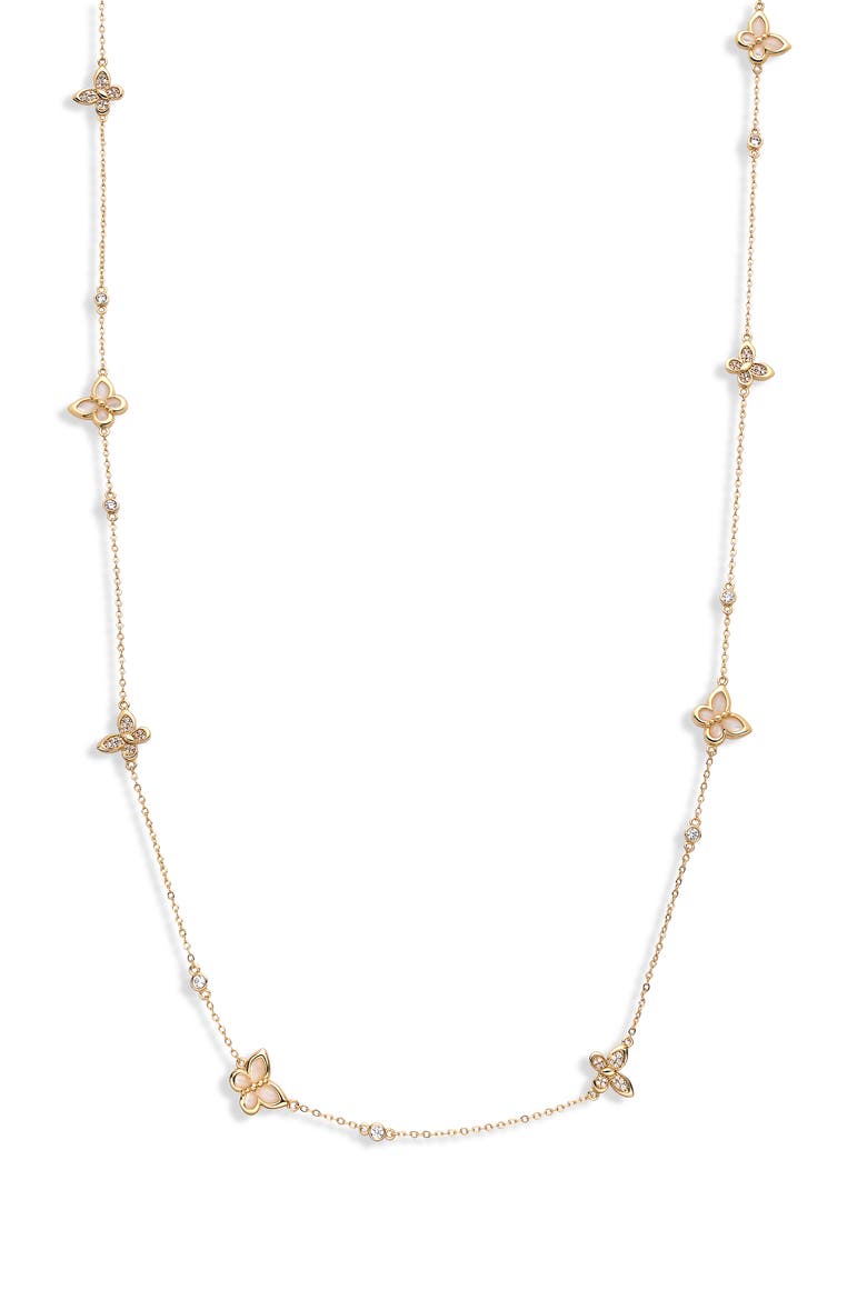 Ameila 14k Gold Plated Station Necklace, Main, color, GOLD
