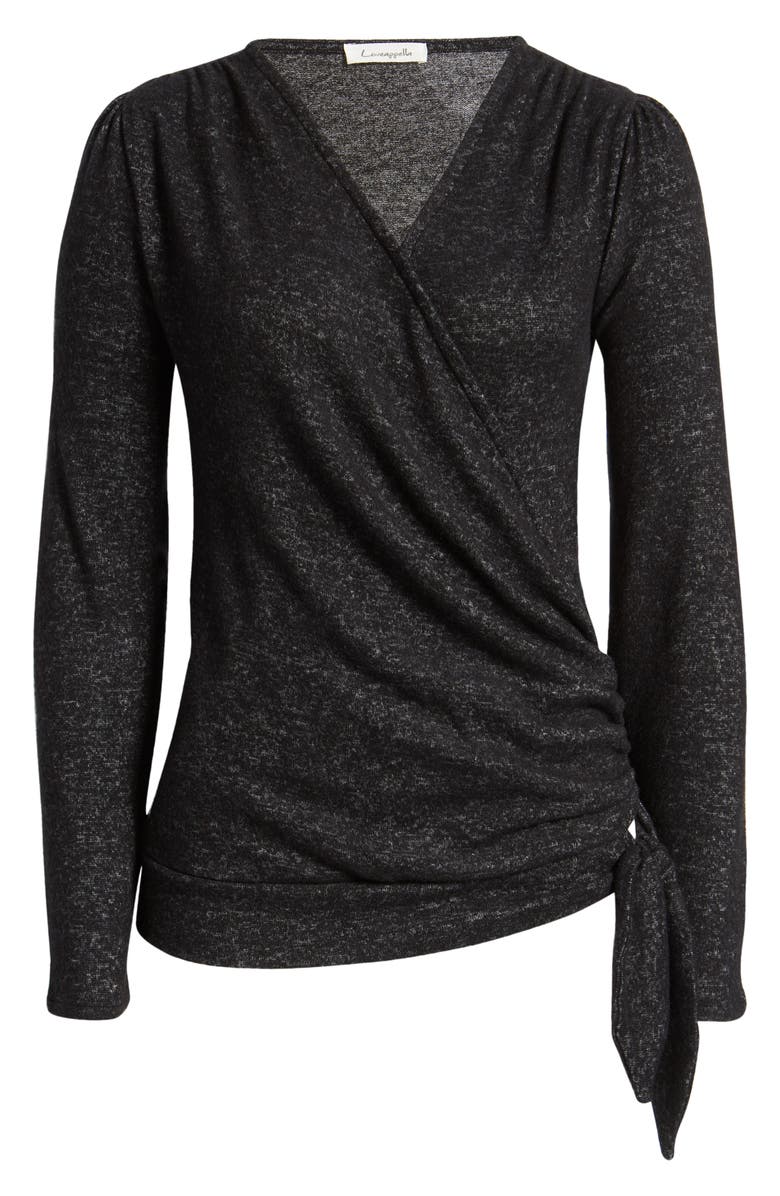 Loveappella Long Sleeve Faux Wrap Top, Alternate, color,