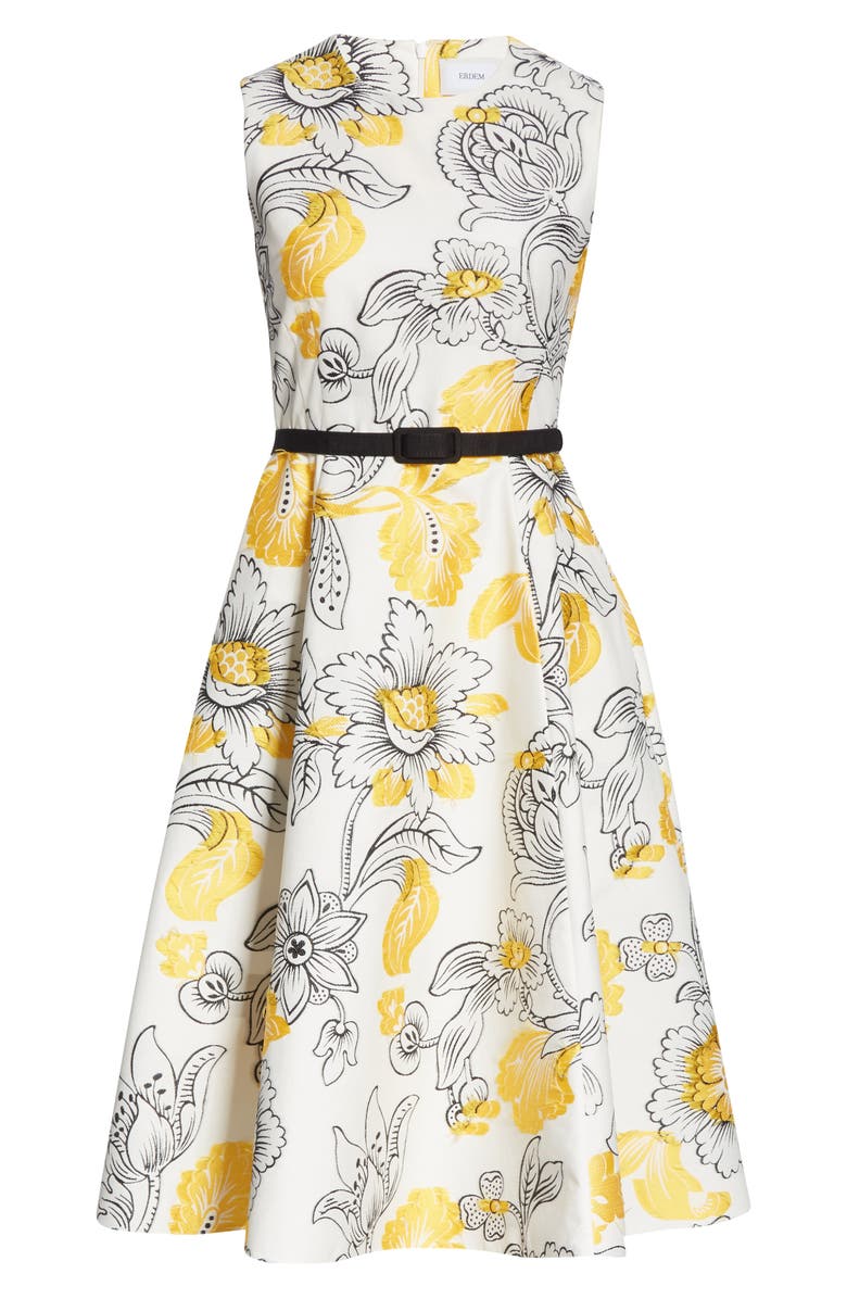 Erdem Floral Embroidered Fil Coupé Fit & Flare Dress, Alternate, color,