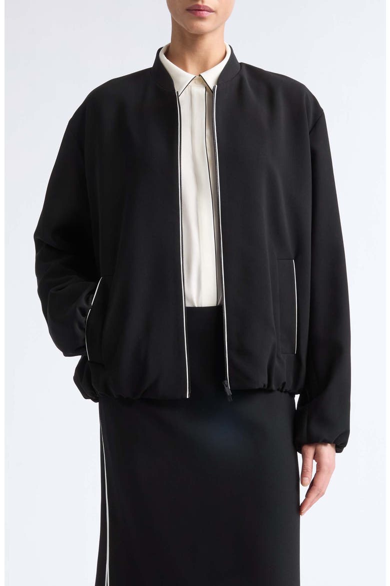 Contrast Piping Bomber Jacket, Main, color, BLACK
