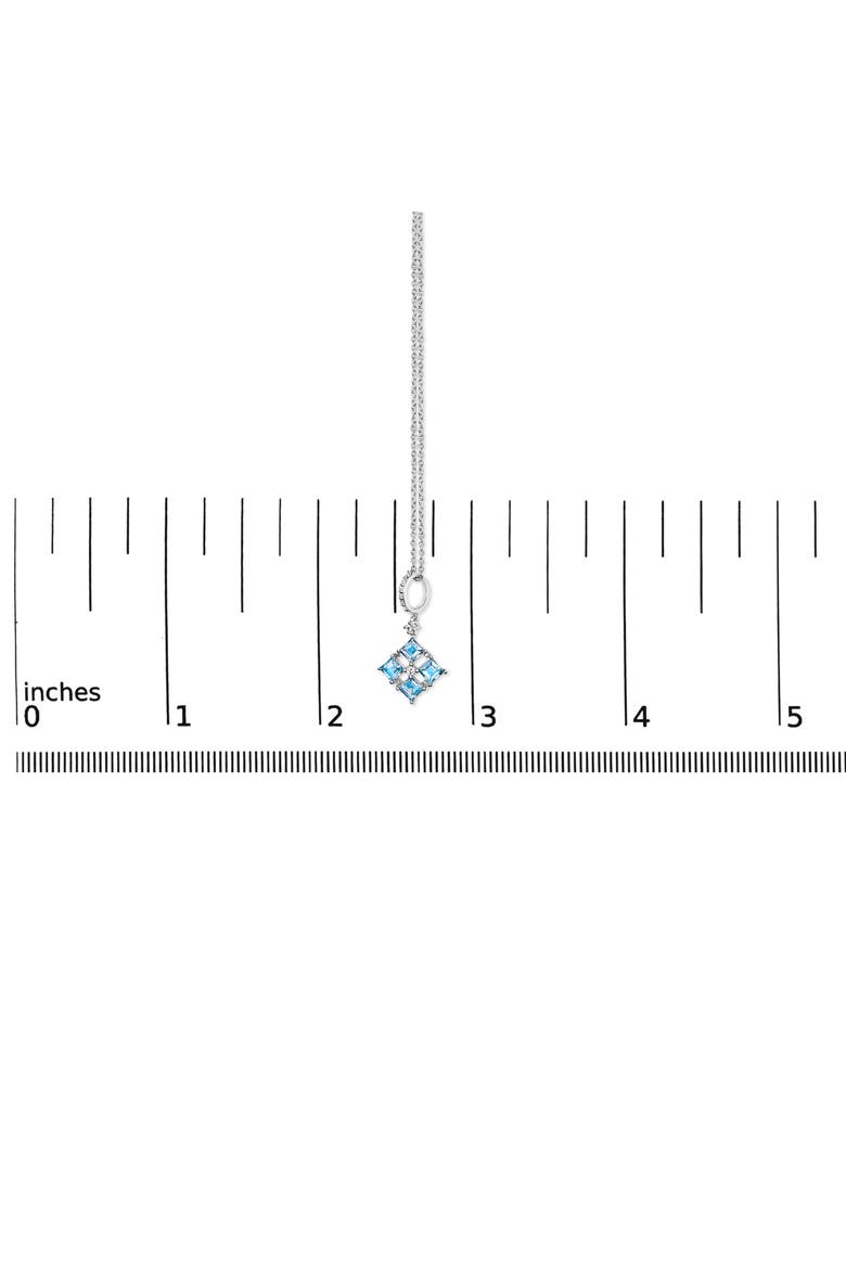 Sterling Silver Blue Topaz and White Sapphire Square Motif Pendant Necklace 18 Inch, Alternate, color, Silver