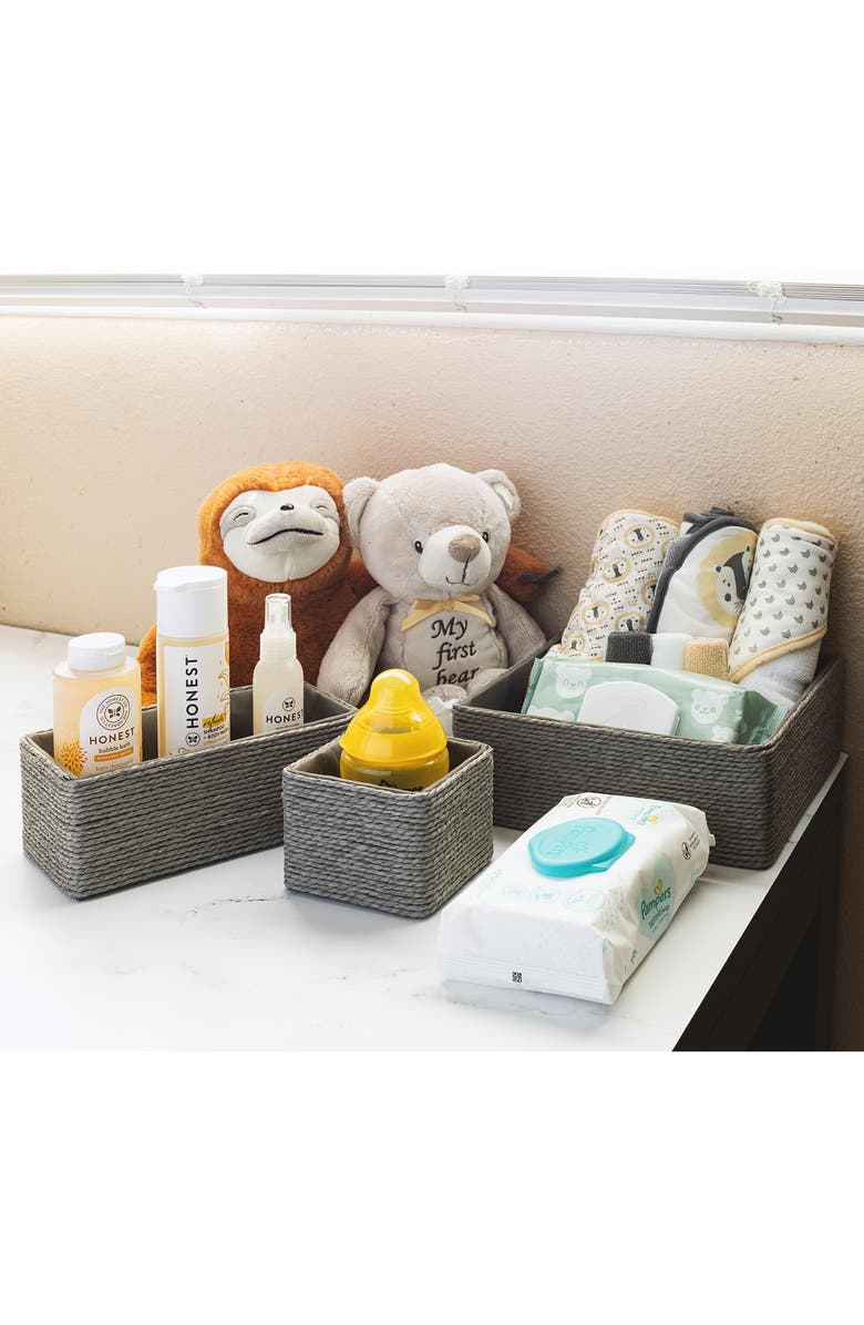 SORBUS Set of 4 Woven Rope Storage Baskets, Alternate, color, Grey