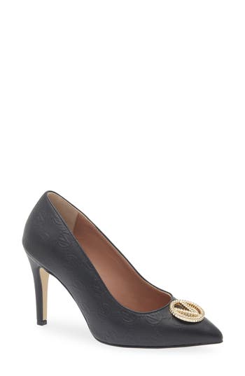Valentino By Mario Valentino Clara Vlogo Embossed Pump In Black