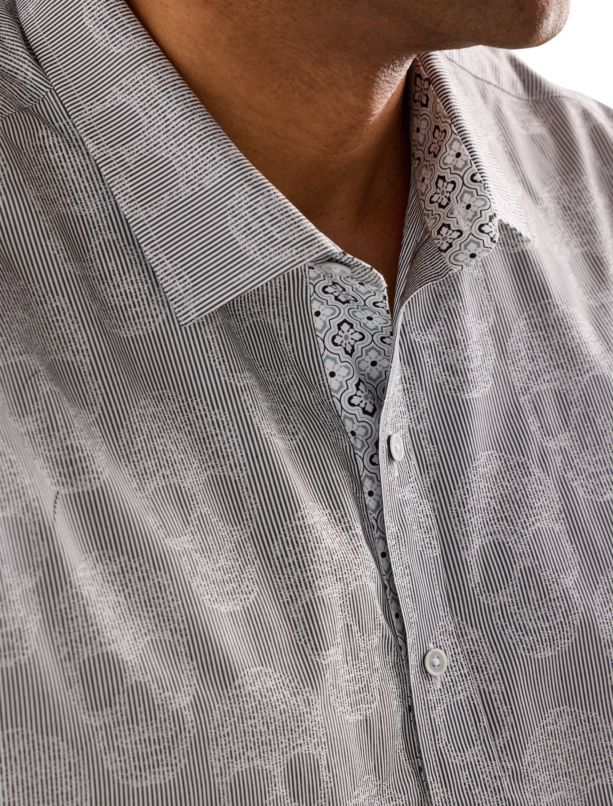 Big & Tall Jacquard Skull Pattern Sport Shirt - image 2