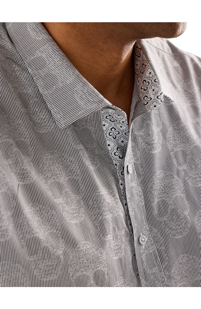 Synrgy by DXL Big & Tall Jacquard Skull Pattern Sport Shirt, Alternate, color, Black White