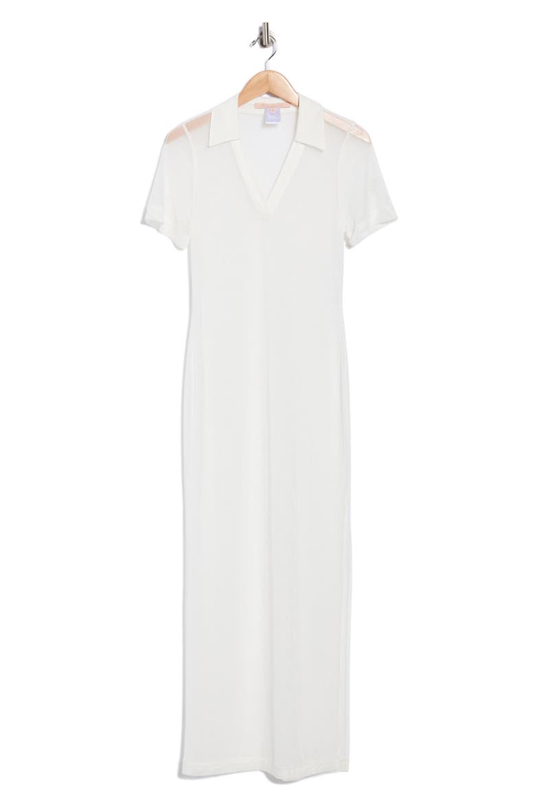 Sheer Mesh Cover-Up Shirtdress, Alternate, color, WHITE
