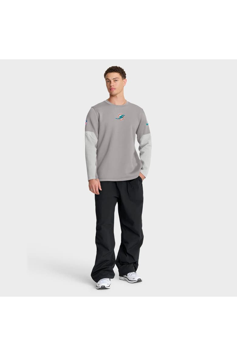 Men's Nike Gray Miami Dolphins Sideline Coach Therma-FIT Long Sleeve T-Shirt, Alternate, color, Gray