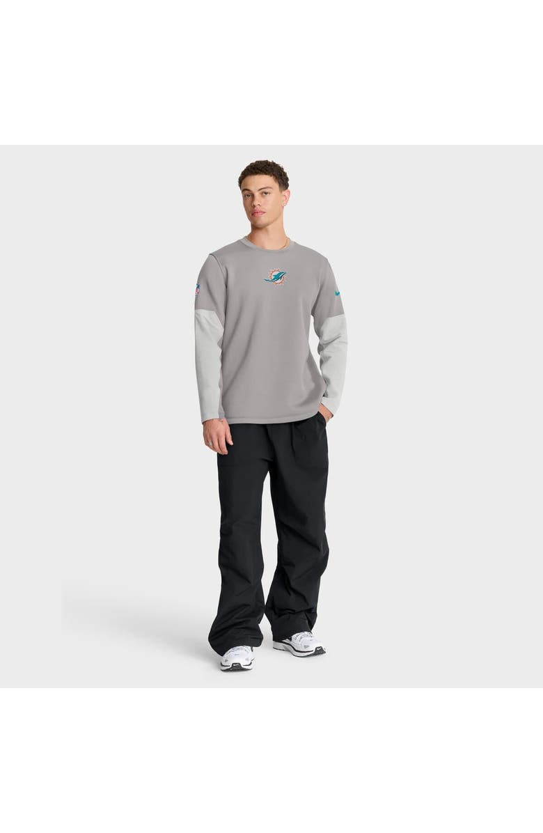 Nike Men's Nike Gray Miami Dolphins Sideline Coach Therma-FIT Long Sleeve T-Shirt, Alternate, color, Gray