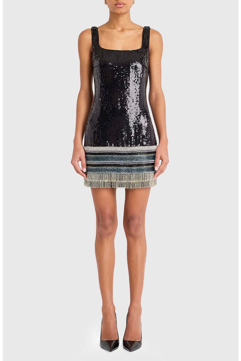 Augustine Sequin Minidress, Main, color, BLACK MULTI
