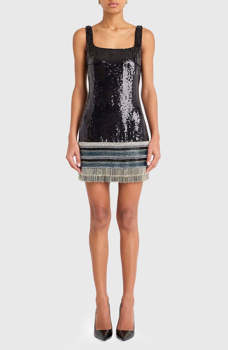 Amanda Uprichard Augustine Sequin Minidress, Main, color, Black Multi