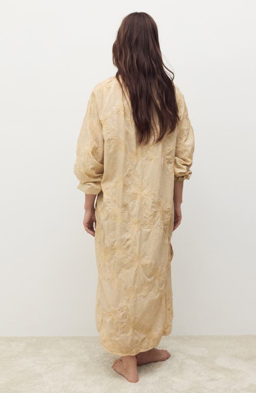 Mango Overdyed Embroidered Cotton Nightgown In Brown