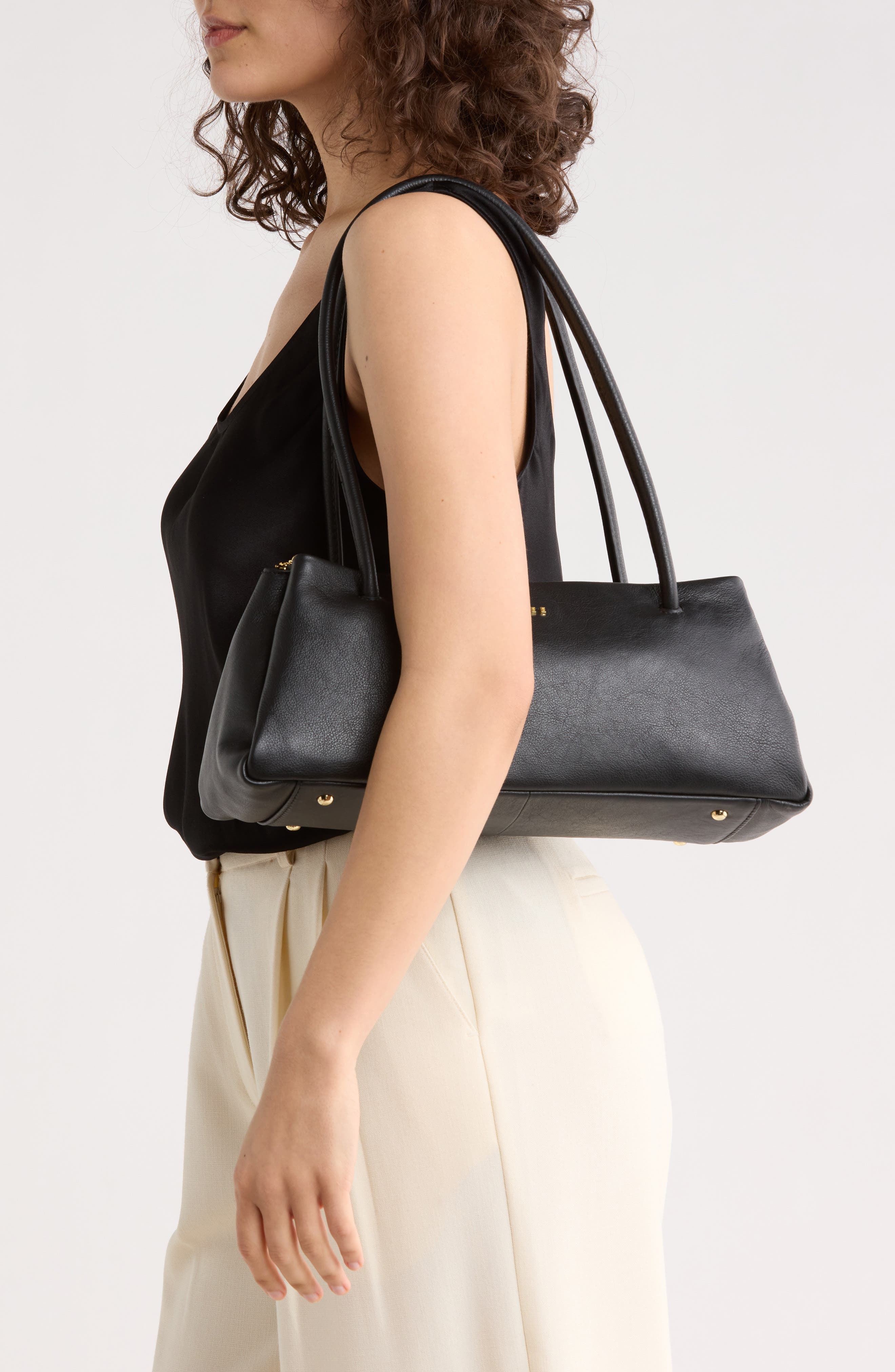 AIMEE Porto Triple Compartment East/West Shoulder Bag, Alternate, color, Black