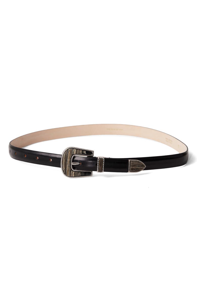 Déhanche Travertine Leather Belt, Alternate, color, Black/Onyx/Silver