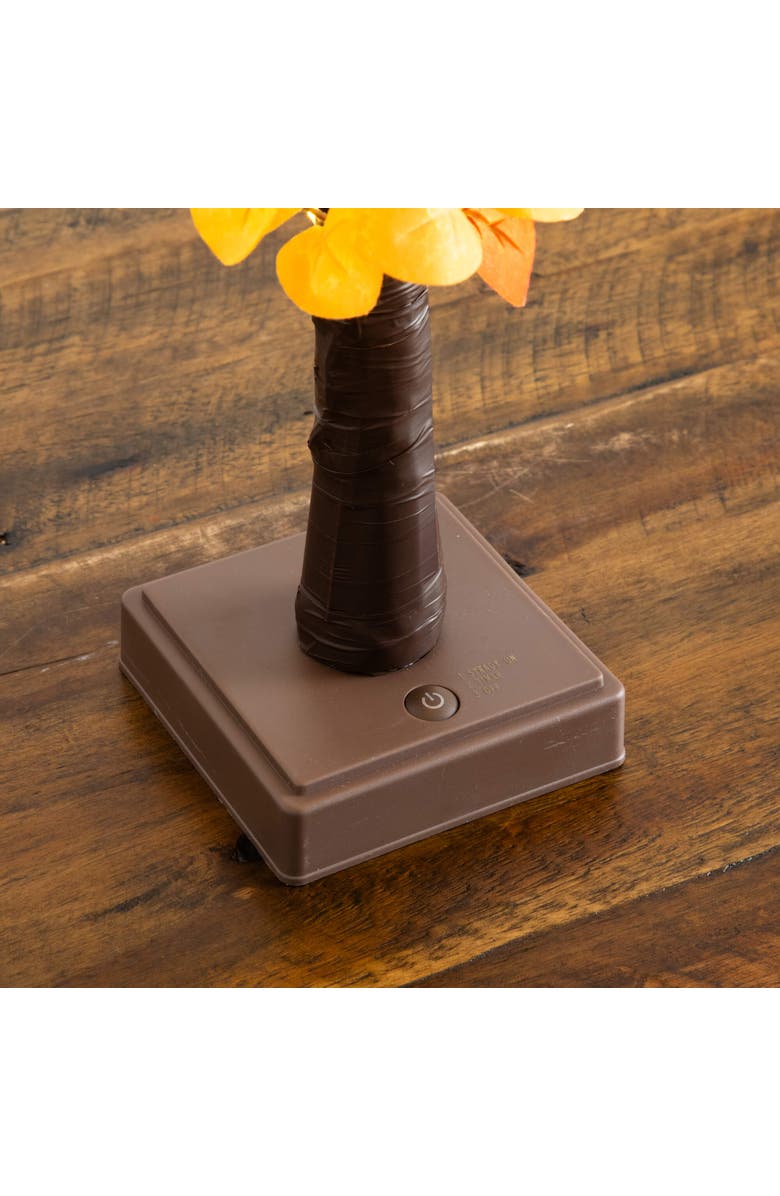 NEARLY NATURAL 21-in Pre-Lit Bright Autumn Eucalyptus Artificial Fall Tree with 50 Warm White LED Lights and Detachable Base, Alternate, color, Orange