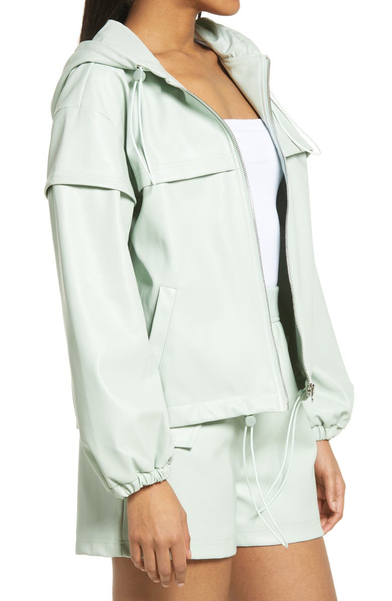 KENDALL + KYLIE Faux Leather Front Zip Hooded Jacket, Alternate, color,