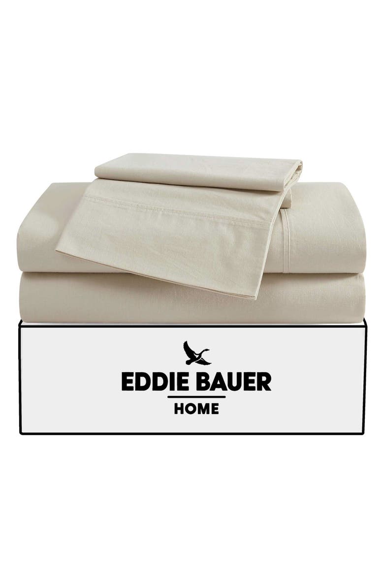 Eddie Bauer Solid 180 Thread Count Cotton Percale Sheet Set, Alternate, color, Oyster Grey