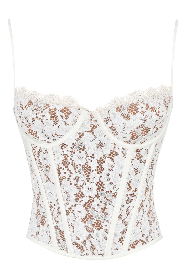 Mila Floral Lace Underwire Corset Camisole, Alternate, color, IVORY