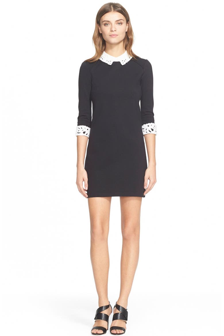 'Currie' Lace Detail Knit Tunic Dress, Alternate, color, BLACK