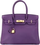 Pre-Owned Hermes Birkin Handbag Purple Togo with Gold Hardware 30