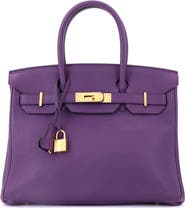 Pre-Owned Hermes Birkin Handbag Purple Togo with Gold Hardware 30