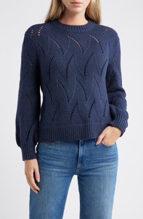 Lofty Pointelle Stitch Crewneck Sweater