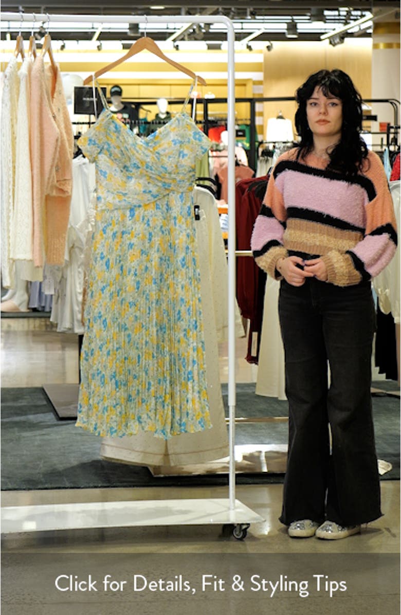 Floral Pleated Cold Shoulder Midi Dress, sales video thumbnail