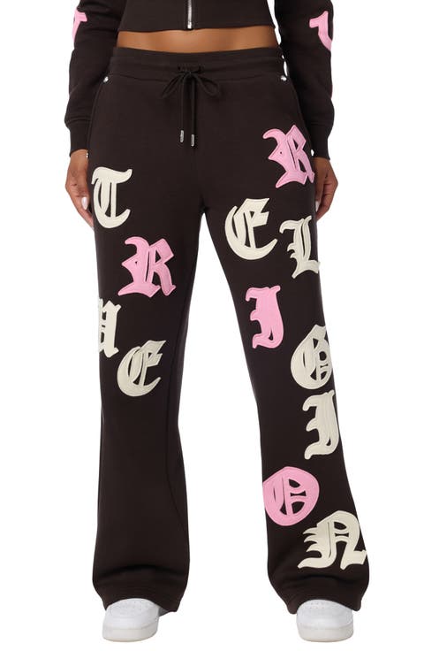 Applique Logo Mid Rise Straight Leg Sweatpants
