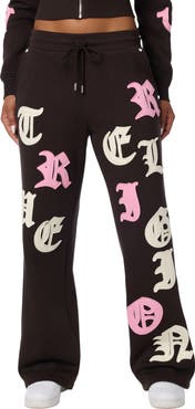 True Religion Applique Logo Mid Rise Straight Leg Sweatpants