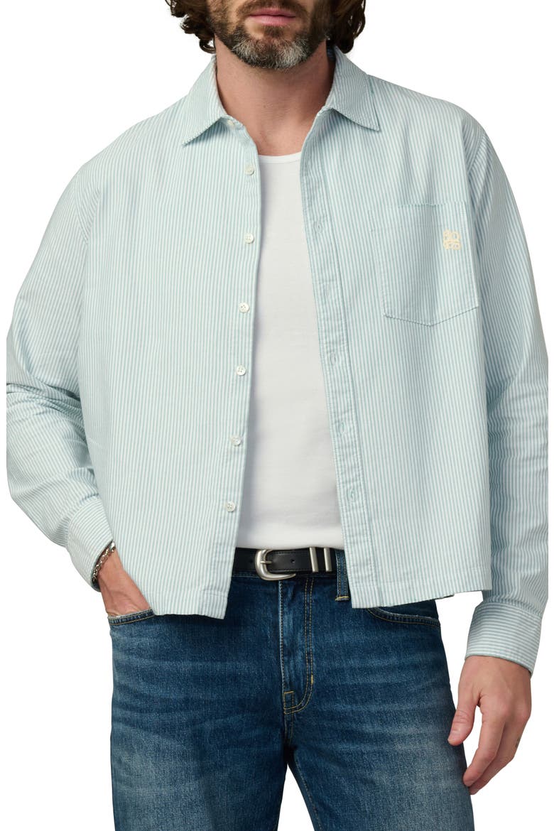 The Keanu Stripe Button-Up Shirt, Main, color, MALLARD GREEN