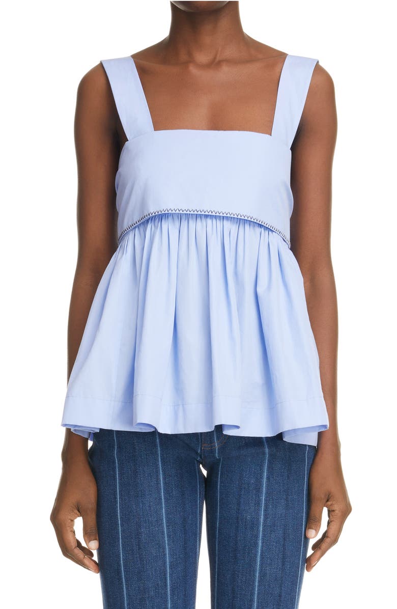 Chloé Bow Back Cotton Poplin Top, Main, color, 
