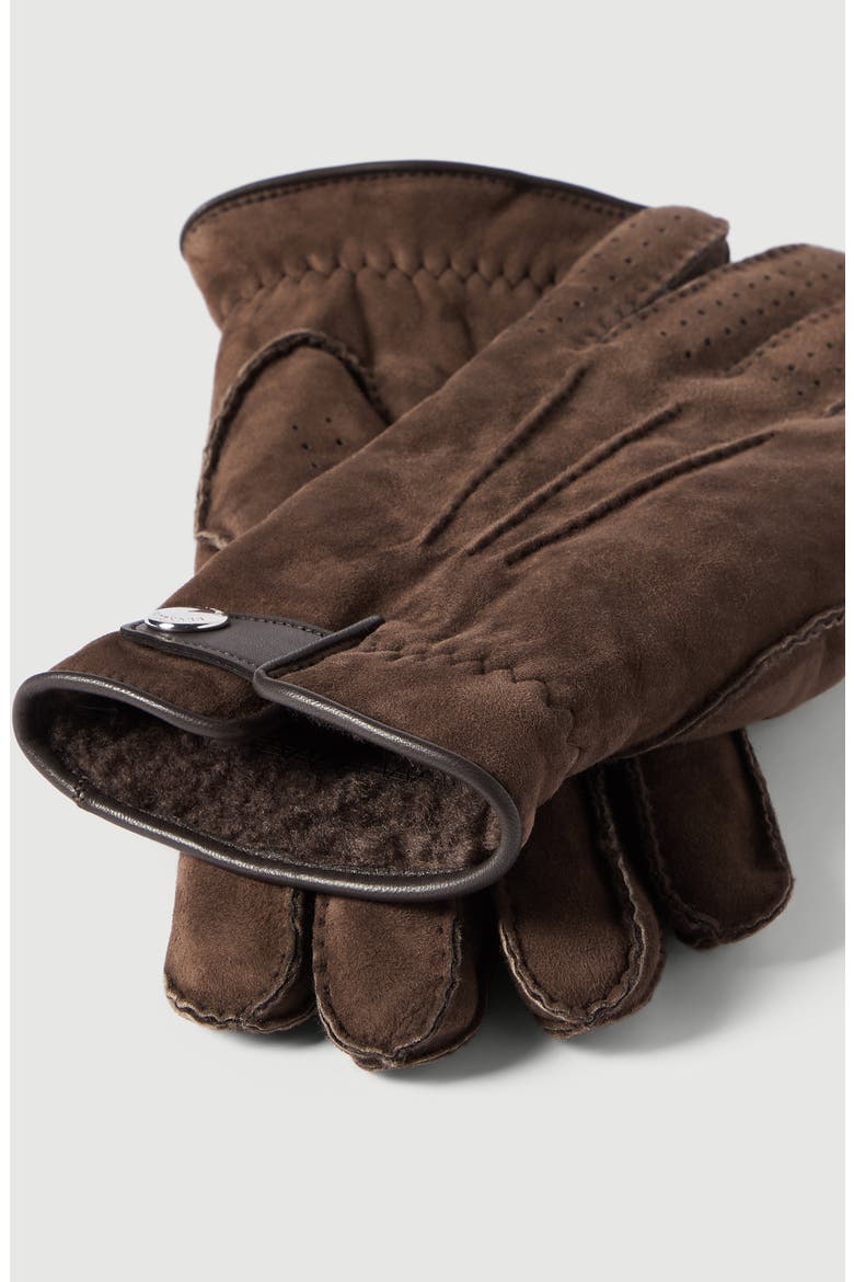 Suede shearling gloves, Alternate, color, Rust Brown