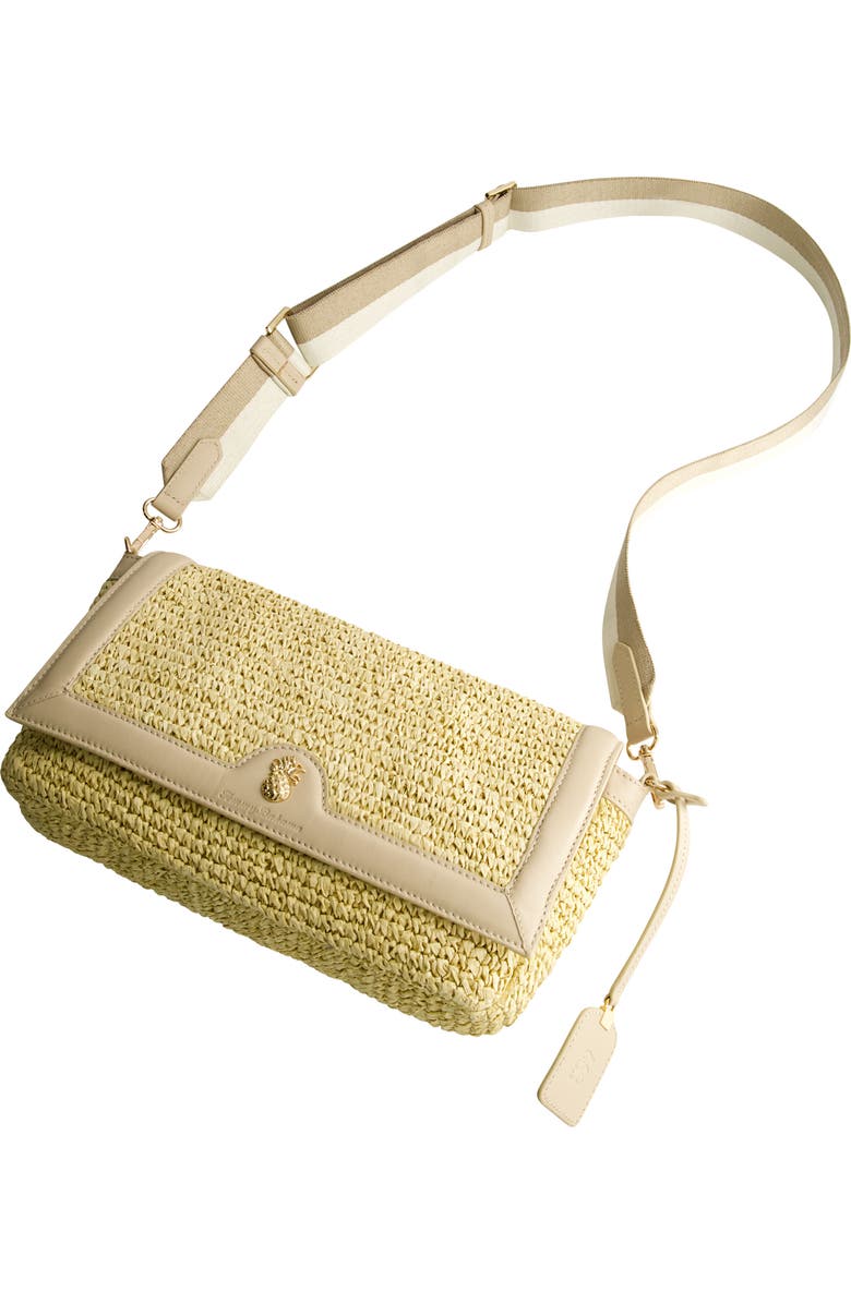 Tommy Bahama Soft Straw Long Flap Crossbody, Alternate, color, Tan