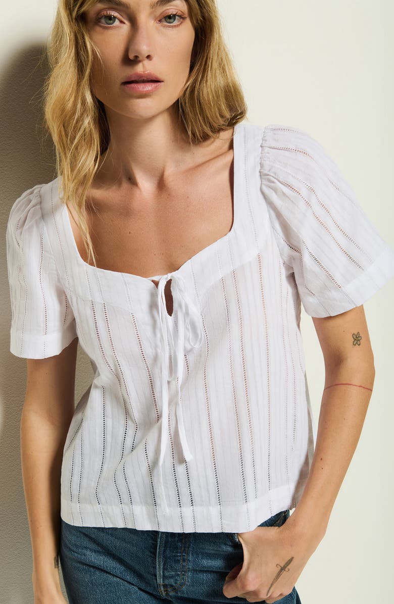 Nation LTD Vanity Ladder Stitch Inset Cotton Top, Alternate, color, White