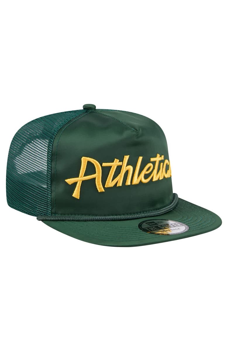 New Era Men's New Era Green Athletics Retro Satin Script Golfer Adjustable Hat, Alternate, color, Green