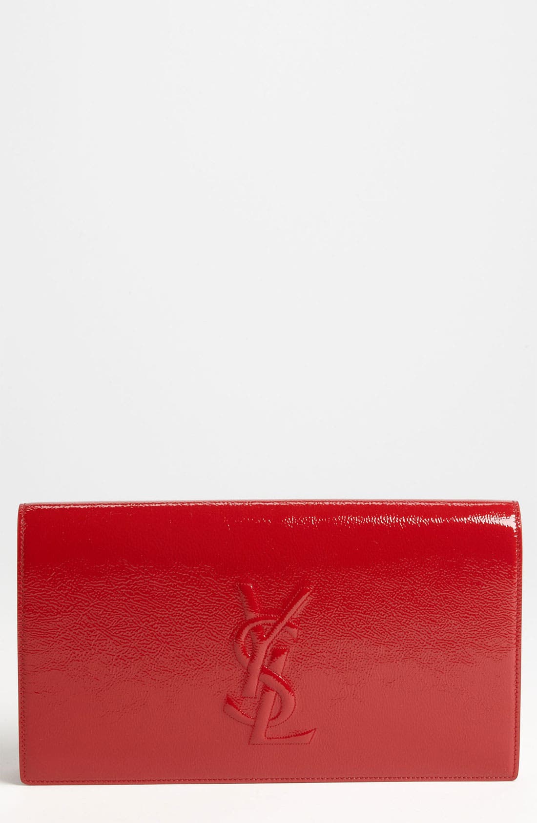 'Belle de Jour' Patent Leather Clutch, Main, color, ROUGE