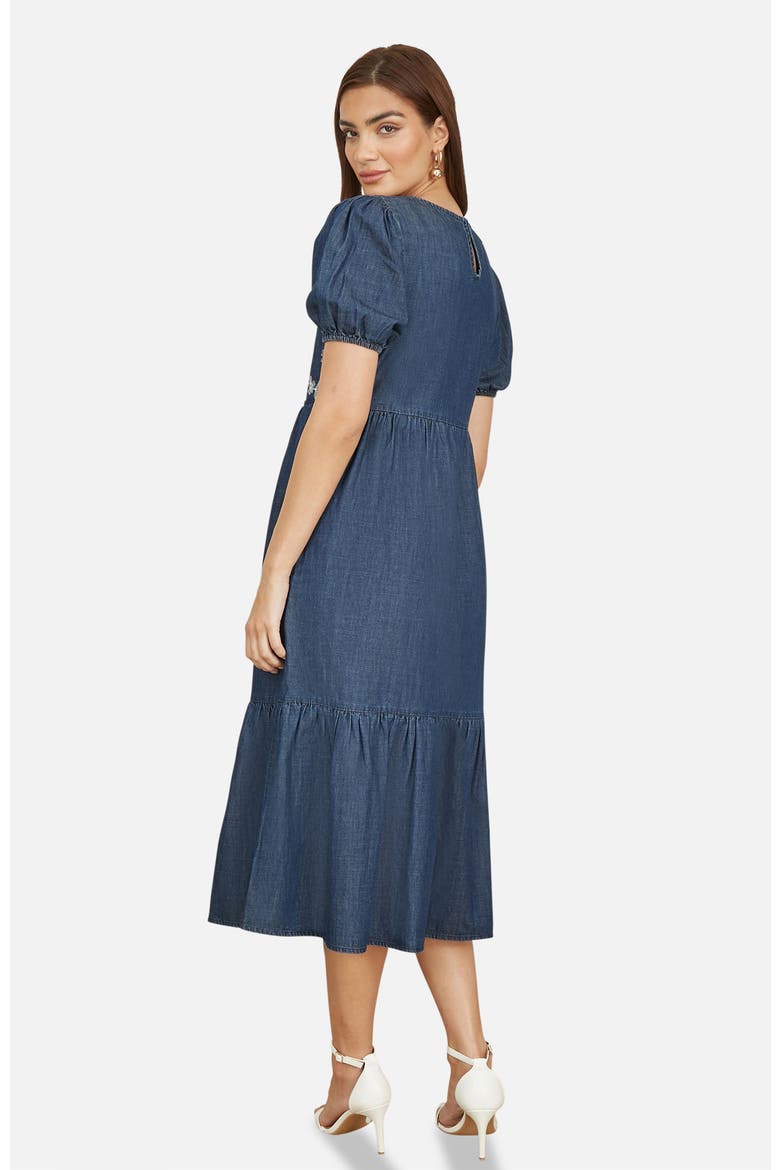 Floral Embroidered Puff Sleeve Dress, Alternate, color, Blue