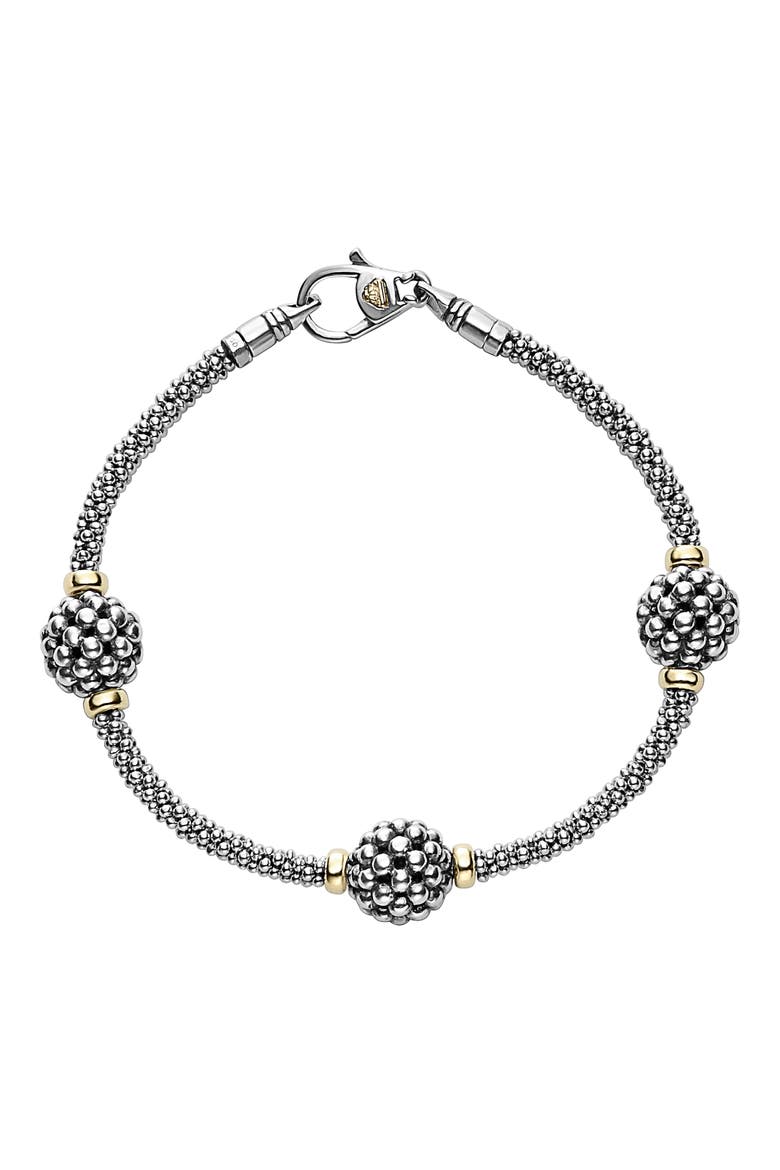 Signature Caviar Ball Bracelet, Alternate, color, STERLING SILVER