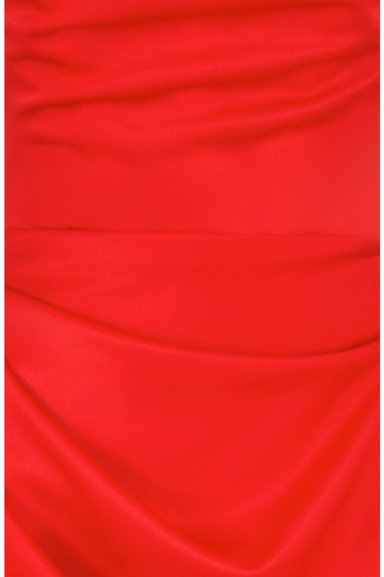 Adrienne Gathered Satin Strapless Gown, Alternate, color, SCARLET